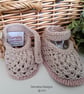 Designer Baby Girl's  Lacey Fawn Flower Hand Knitted Shoes  3-6 months size - Image 5