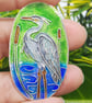 Fine silver enameled heron pendant  - Image 2