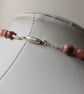Gemstone necklace and earrings set. Pink rhodochrosite beads and pendant - Image 6