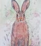,MARCH HARE, Original watercolour and fine liner 