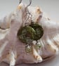 Designer Prehnite & Printed Shell Earrings Silver Plated - Image 6
