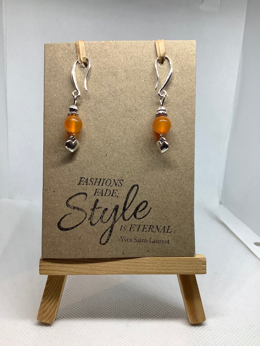 Handmade drop earrings attached to a greetings card  (with envelope)