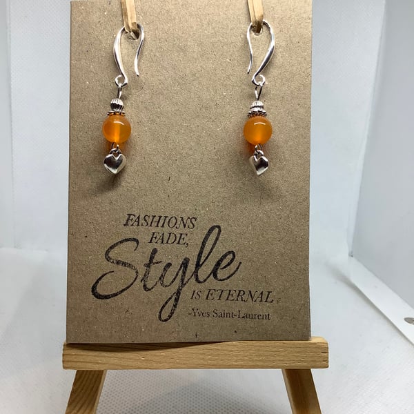 Handmade drop earrings attached to a greetings card  (with envelope)