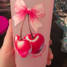 Light pink colour changing cold cup with funny cherry design