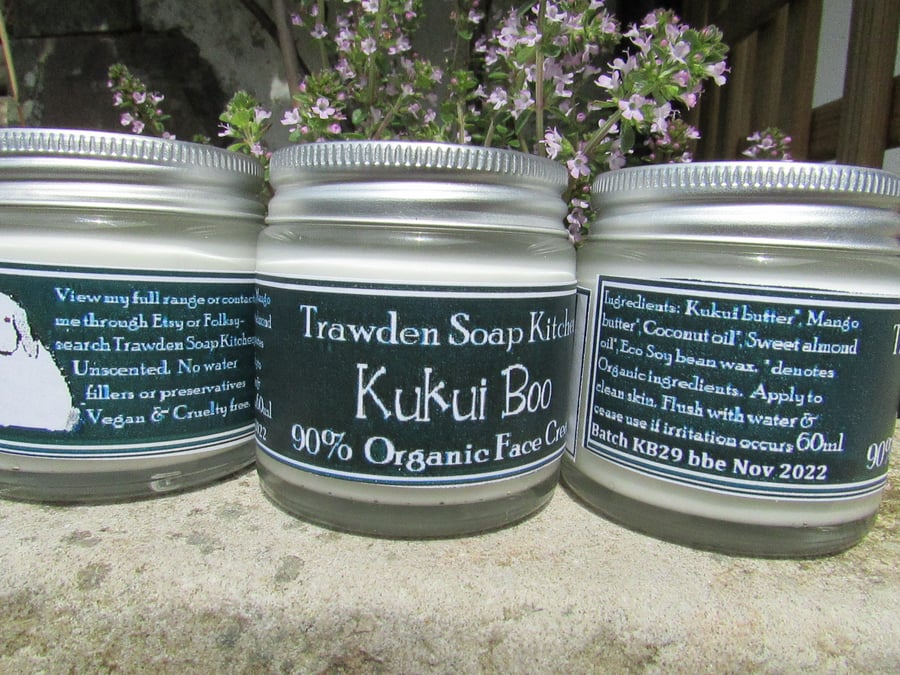 Kukui Boo, 90% Organic Face Cream, Vegan. Plastic free