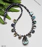 Designer Natural Abolone Shell & Peacock Freshwater Pearl Necklace  - Image 1