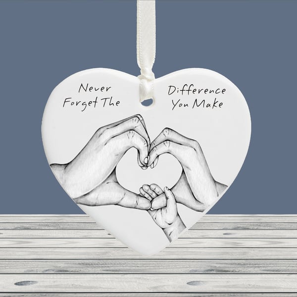 Never Forget The Difference You Make Ceramic Heart Midwife Keepsake Gift