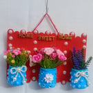 Handmade Home Sweet Home floral wall decoration.
