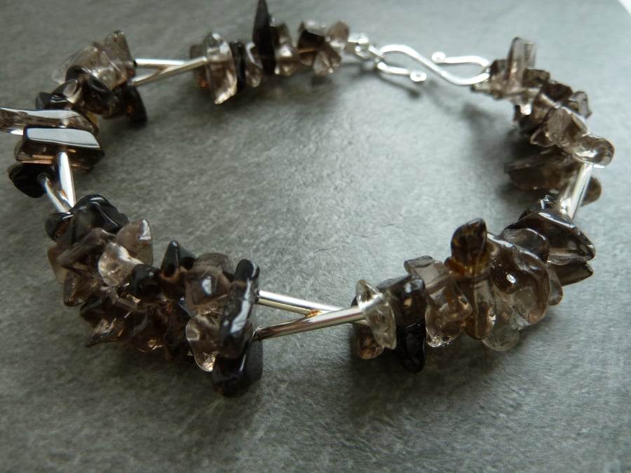 sterling silver bracelet, smokey quartz