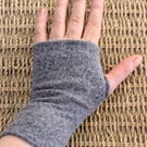 Soft lilac grey angora wool mix Wrist Warmers Upcycled from recycled knitwear 