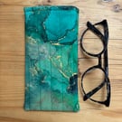 Emerald Green And Gold Quilted Glasses Case