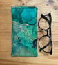 Emerald Green And Gold Quilted Glasses Case