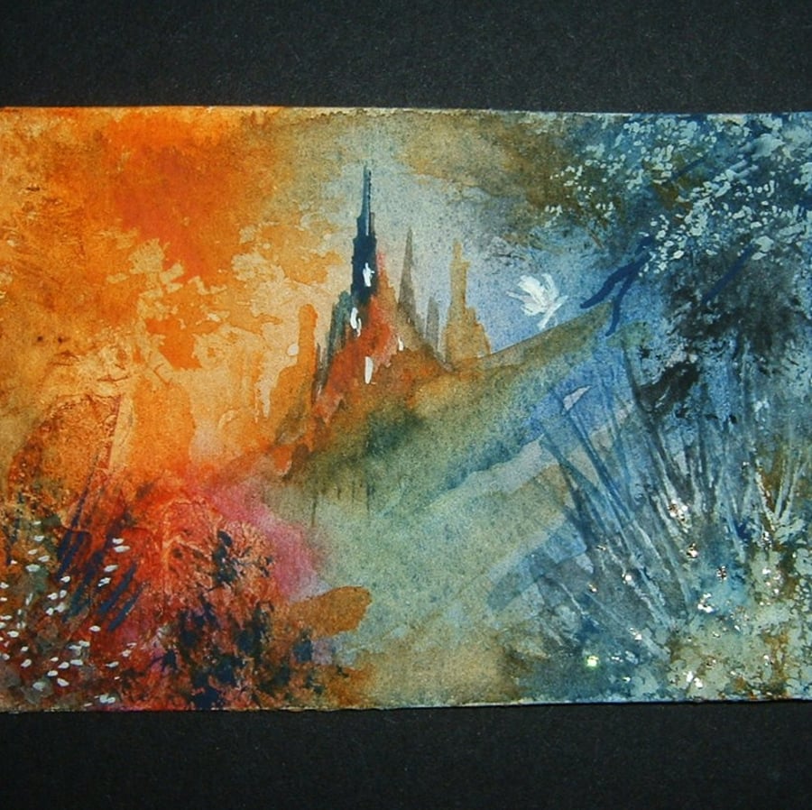 fantasy castle glitter original landscape art painting ref 185