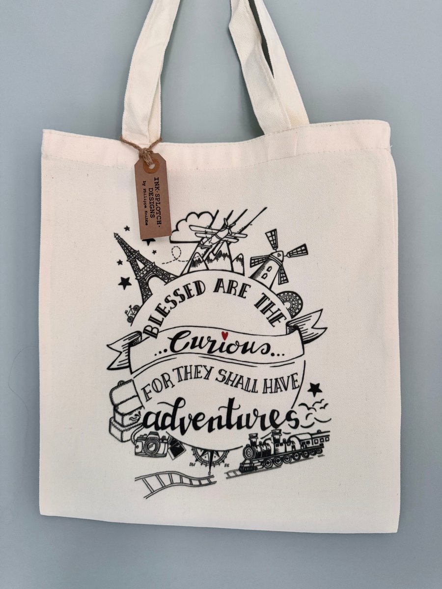 Individually Printed Tote Bags with Original Adventure Illustration 