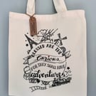 Individually Printed Tote Bags with Original Adventure Illustration 