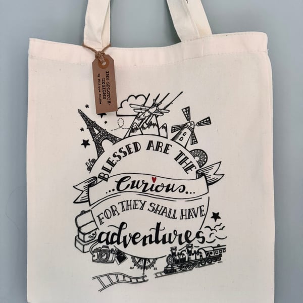 Individually Printed Tote Bags with Original Adventure Illustration 