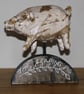 THE LEAPING PIG. PAPER MACHE FOLK ART STYLE, HOME DECOR