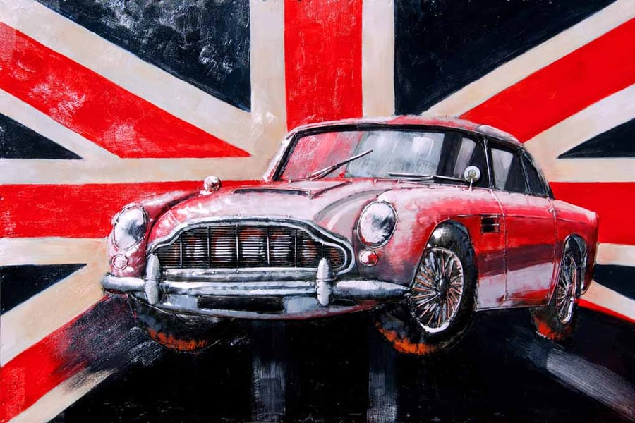 Aston Martin DB5 Sports Car Union Jack Photograph Print