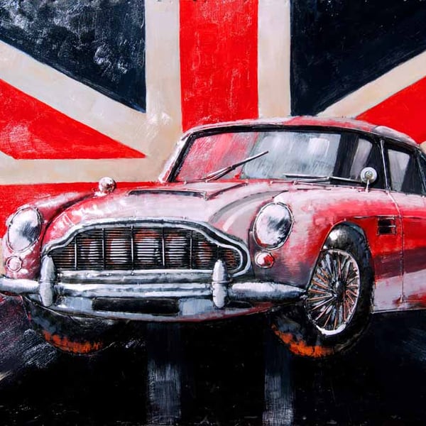 Aston Martin DB5 Sports Car Union Jack Photograph Print