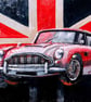 Aston Martin DB5 Sports Car Union Jack Photograph Print - Image 1