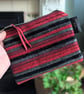 Striped Chenille and Upcycled Denim Chambray Purse Pouch or Makeup Bag - Image 7