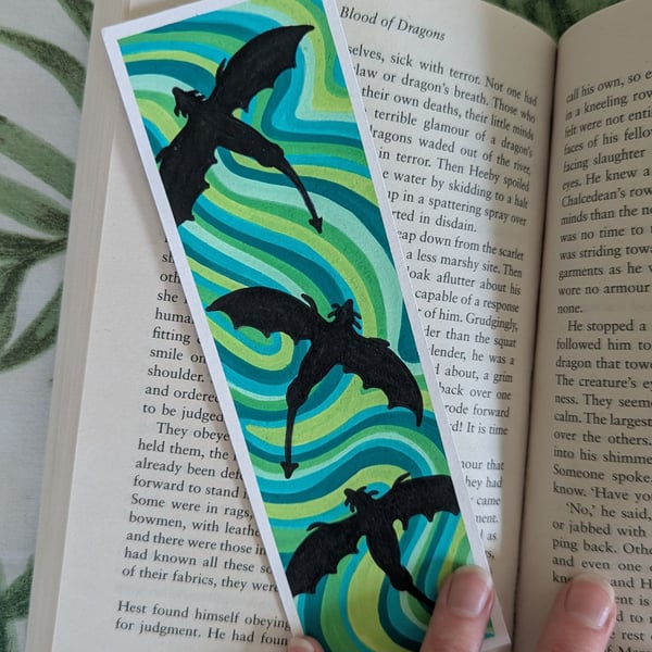 Handmade Green Dragon Swirl Bookmark