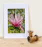 Mounted embroidered Magnolia blossom wet felted artwork, wall art.  - Image 1