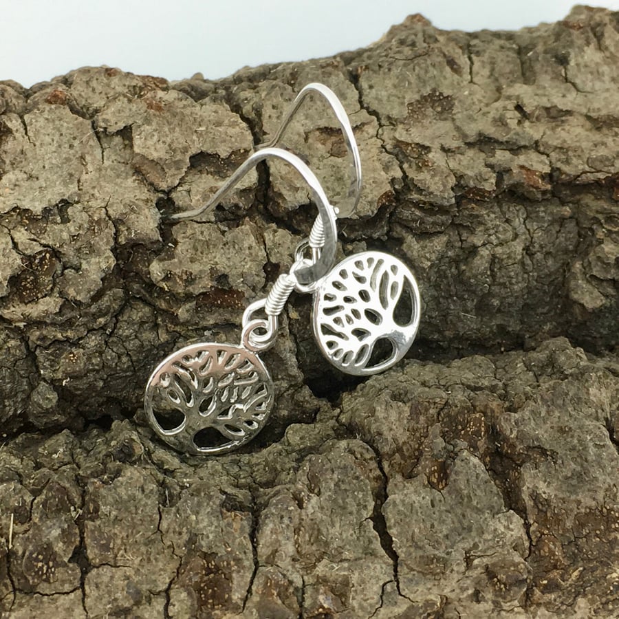 Silver Tree of Life Earrings, sterling silver drop earrings. 