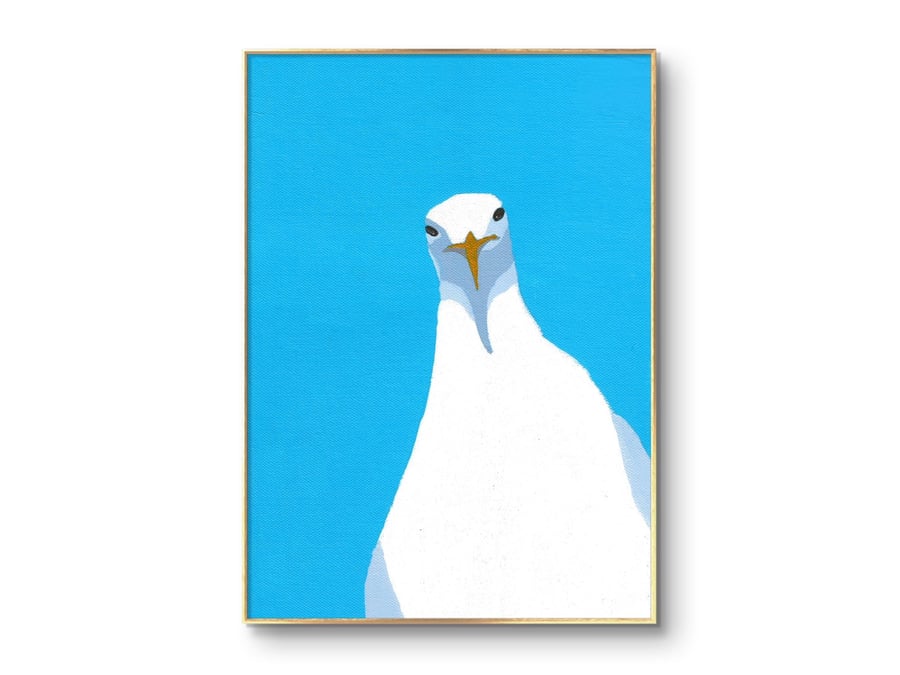 Seagull Print - Curious Seagull - Originally Painted in Acrylics