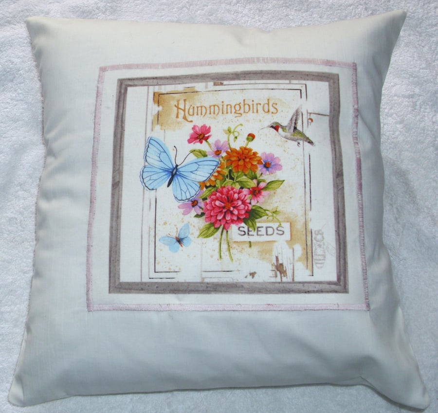 Hummingbird, Butterflies and seeds cushion