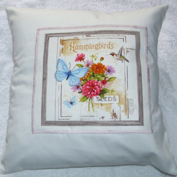 Hummingbird, Butterflies and seeds cushion