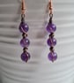 Handmade Natural Amethyst & Copper Dangle Drop Earrings Gift Crystal Jewellery - Image 1
