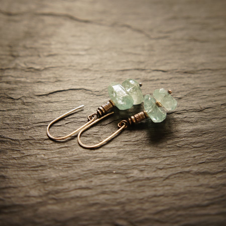 Silver Bead,Faceted Aquamarine Sterling Silver Earrings