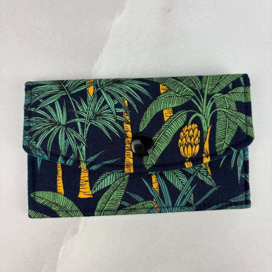 Palm trees card case, Banana travel pass holder, Handmade