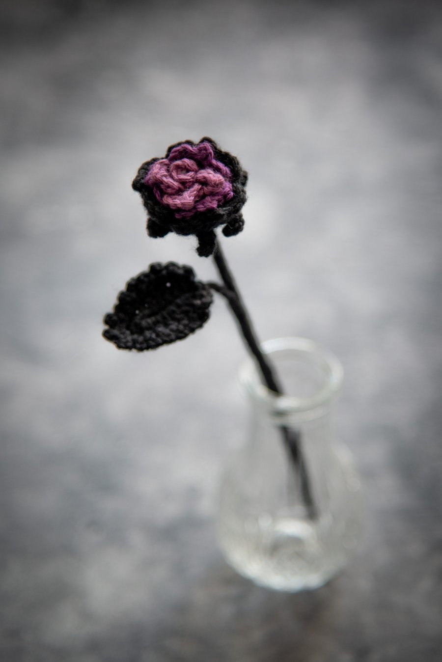Black and Purple Rose Crochet Bookmark 