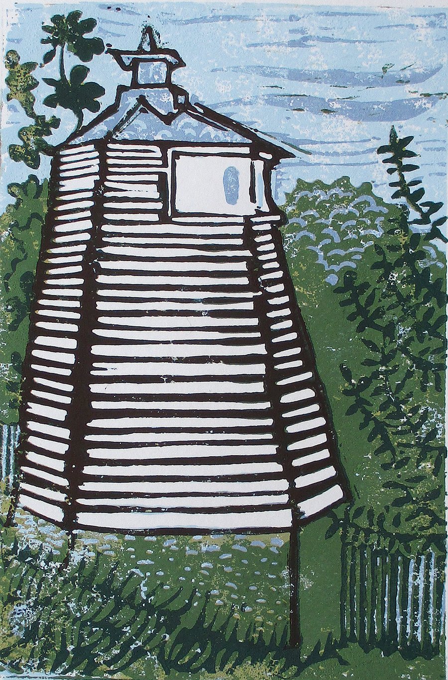 Hastings Lighthouse, Sussex - Original Hand Pressed Reduction Linocut Ltd Ed