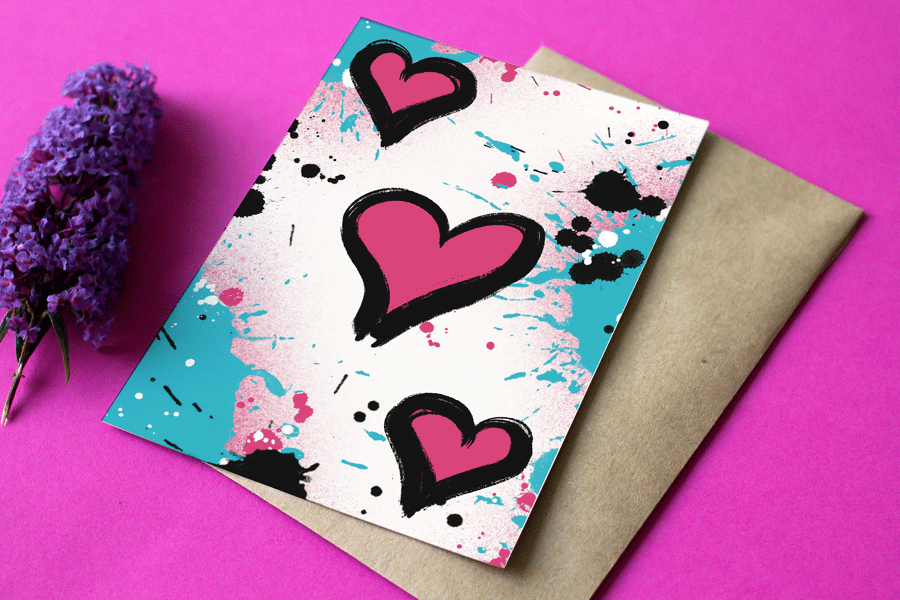 Heart graffiti Greeting card
