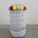 Yarn wrapped pom pom vase