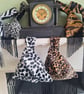 Animal Dalmatian print faux fur fabric Japanese Knot bag with 13cm black tassel  - Image 5