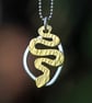 Recycled Silver Brass Textured Adder Snake Pendant Necklace - Image 1