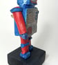 Handbuilt Ceramic Robot: Red and Blue "Wobot" Figurine - Image 4