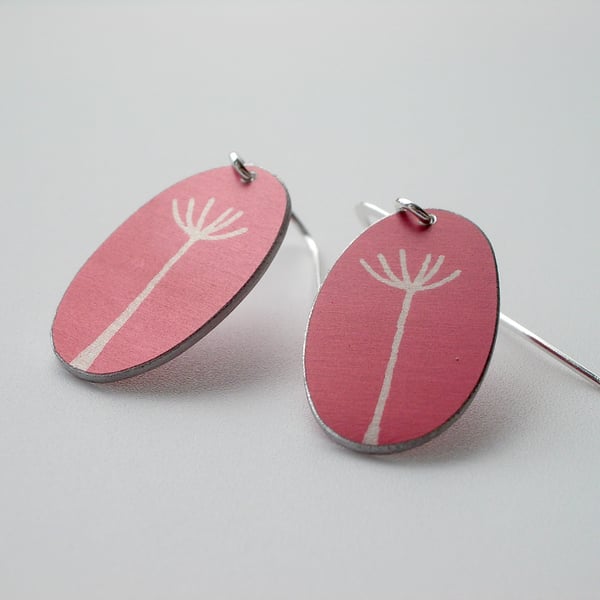 Dandelion oval earrings in coral pink