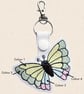 Stained Glass Butterfly Keyring - Embroidered Faux Leather Bag Charm - Image 3