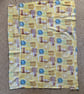 RARE Mid Century Pictorial RETRO Yellow  barkcloth fabric for sale 50s 60s     - Image 3