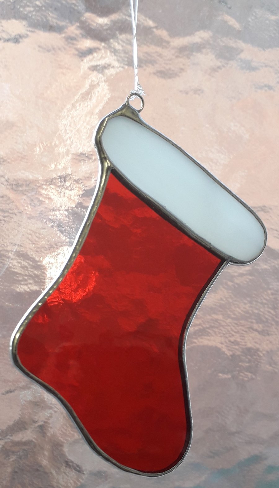 STAINED GLASS SANTA'S BOOT