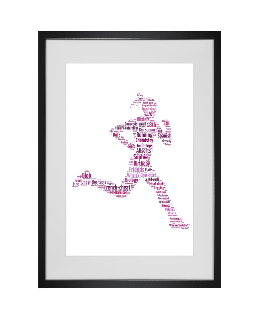 Personalised Female Runner Jogger Design Word Art Gifts 