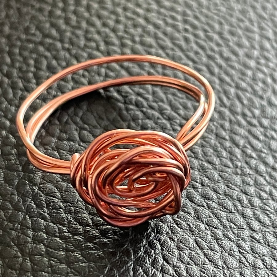 Wire Wrapped Copper Rose Ring - Size 10 (u)