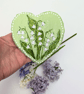 Lily of the valley hand-painted slate heart coaster  - Image 1