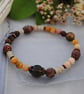 Mookaite, smoky quartz, poppy jasper stretch bracelet - Image 3