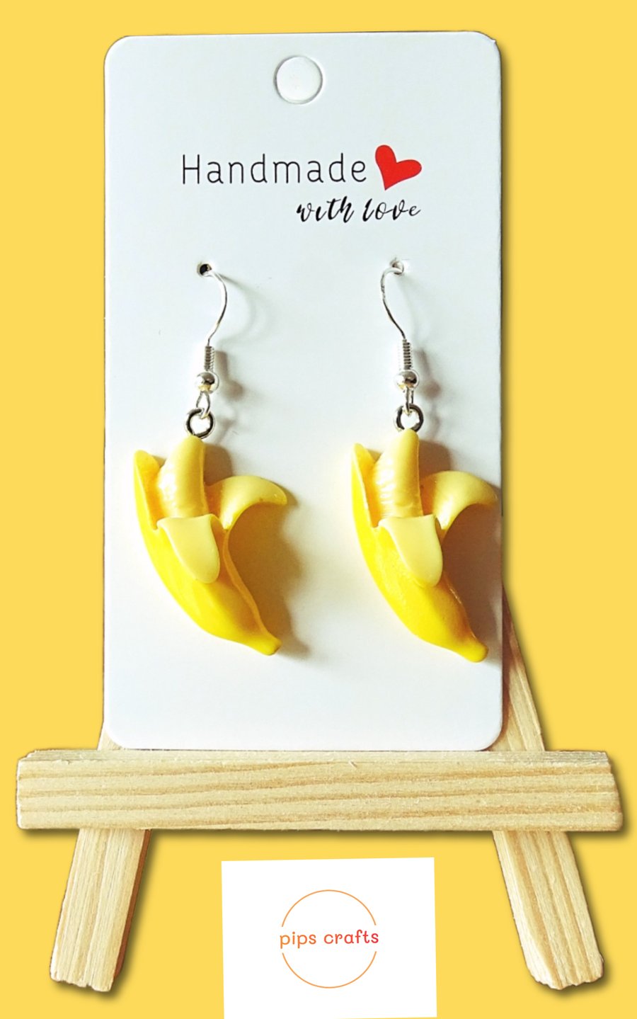 Banana Fruit Dangle Earrings 925 Silver Hooks, Quirky Jewellery Festivals